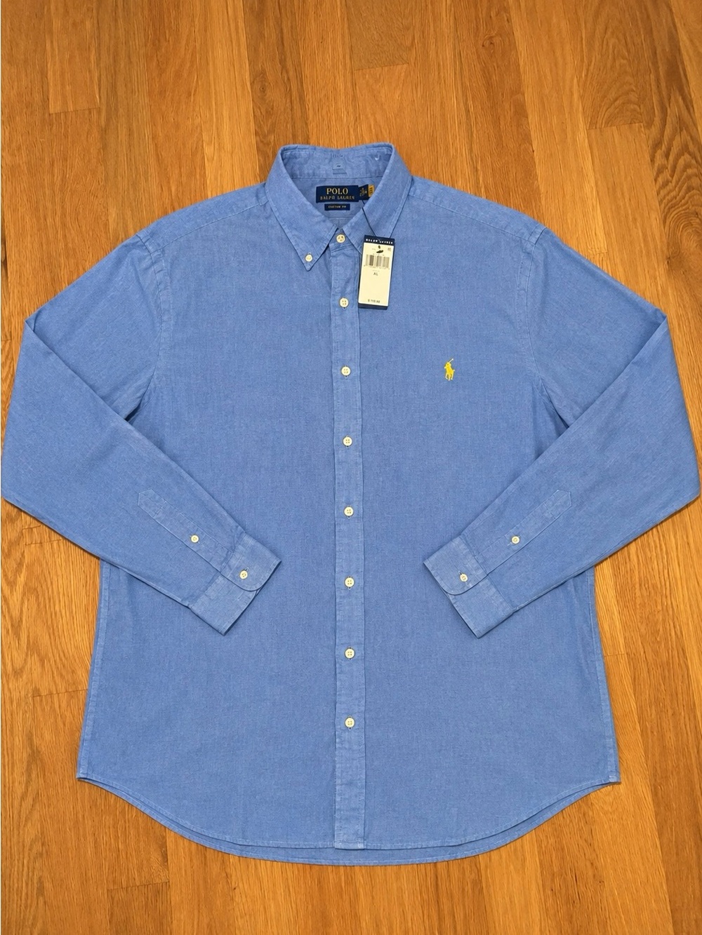 Polo Ralph Lauren 2XLT Blue Yellow Logo Button Down Shirt, Brand New